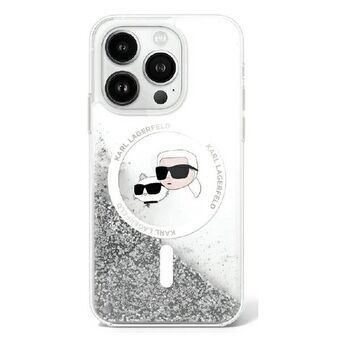 Karl Lagerfeld KLHMP16SLGKCSGH iPhone 16 6.1" kovakotelo läpinäkyvä Liquid Glitter Karl&Choupette Head MagSafe