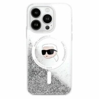 Karl Lagerfeld KLHMP16LLGKISGH iPhone 16 Pro 6.3" kova läpinäkyvä kuori Liquid Glitter Karl Head Magsafe