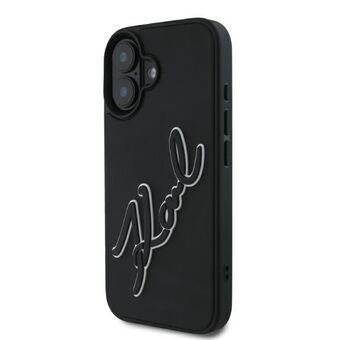 Karl Lagerfeld KLHCP16S3DRKSDLK iPhone 16 6.1" musta/black kovakotelo 3D Rubber Signature