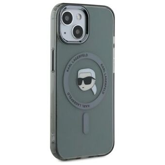 Karl Lagerfeld KLHMP15SHLSKIK iPhone 15 6.1" musta/black hardcase IML Metal Karl Head MagSafe