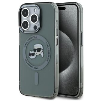 Karl Lagerfeld KLHMP15LHLSKCK iPhone 15 Pro 6.1" musta/black hardcase IML Metal Karl&Choupette Head MagSafe