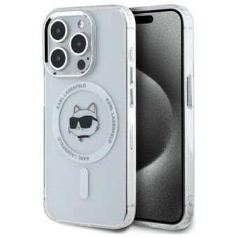 Karl Lagerfeld KLHMP15LHLSCHH iPhone 15 Pro 6.1" valkoinen/white kova kotelo IML Metal Choupette Head MagSafe