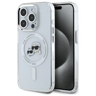 Karl Lagerfeld KLHMP15LHLSKCH iPhone 15 Pro 6.1" valkoinen/white kovakotelo IML Metalli Karl&Choupette Pää MagSafe