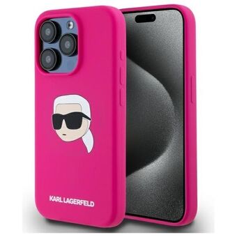 Karl Lagerfeld KLHMP15LSKHPPLF iPhone 15 Pro 6.1" fuksia/fuschia kovakotelo Silikoni Karl Head Print MagSafe