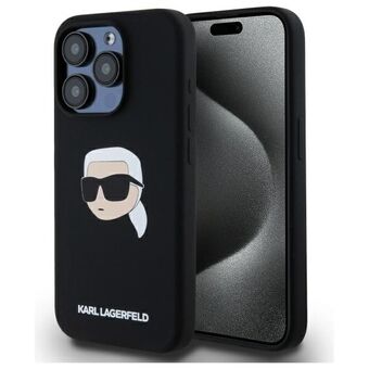 Karl Lagerfeld KLHMP15LSKHPPLK iPhone 15 Pro 6.1" musta/black kova kuori Silikoni Karl Head Print MagSafe