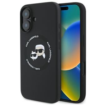 Karl Lagerfeld KLHMP16SSKCHTCK iPhone 16  6.1" musta/black kovakuori Silikoni Karl&Choupette Pää MagSafe