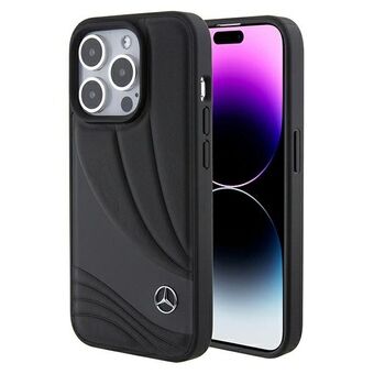 Mercedes MEHCP15L8ROLK iPhone 15 Pro 6,1" musta/black kova kotelo Nahkainen Aaltokuvio