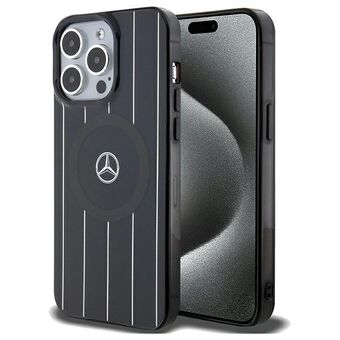 Mercedes MEHMP15L23HRSK iPhone 15 Pro 6.1" musta/black kovakotelo Double Layer Crossed Lines MagSafe