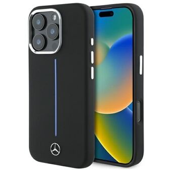 Mercedes MEHMP16L23SUMBK iPhone 16 Pro 6.3" musta/black kova kotelo Silikoni Sininen Raita MagSafe