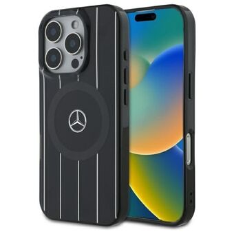 Mercedes MEHMP16L23HRSK iPhone 16 Pro 6.3" musta/black kovakotelo MB Double Layer Crossed Lines MagSafe