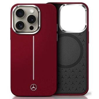 Mercedes MEHMP16X23SUMSR iPhone 16 Pro Max 6.9" punainen/red kova kotelo Silikoni Valkoinen Raita MagSafe