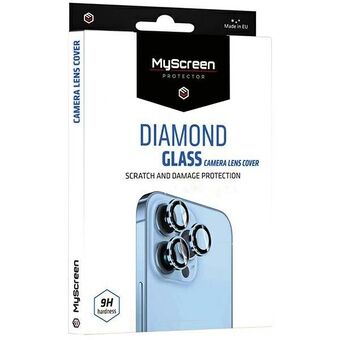 MS Diamond Glass -kameran linssisuojus iPhone 15 6,1 tuumaa / 15 Plus 6,7 tuumaa, musta Linssinsuoja kameran objektiiville.