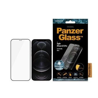 PanzerGlass E2E Super+ iPhone 12/12 Pro -koteloystävällinen antibakteerinen mikromurtuma czarny/musta