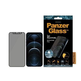 PanzerGlass E2E Super+ iPhone 12 Pro Max -kotelonystävällinen antibakteerinen mikromurtumia estävä yksityisyyslasikalvo, musta.