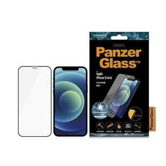 PanzerGlass E2E Super+ iPhone 12 Mini -kuoritusysteemi, yhteensopiva kuorien kanssa, antimikrobinen ja mikrohalkeamia ehkäisevä, musta/czarny