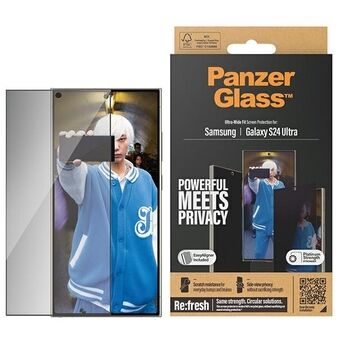 PanzerGlass Ultra-Wide Fit Sam S24 Ultra S928 Yksityisyydensuojakalvo. Mukana helppo asennusvarmistin P7352.