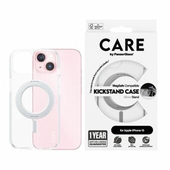 CARE by PanzerGlass Kickstand-kotelo iPhone 15 6,1" MagSafe hopea/silver 1413