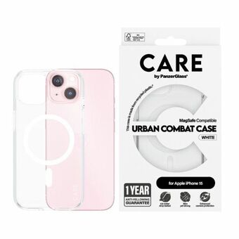 CARE by PanzerGlass Urban Combat -kuori iPhone 15 6,1" MagSafe valkoinen/white 1417