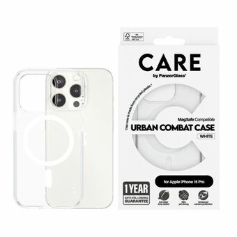 CARE by PanzerGlass Urban Combat -suojakotelo iPhone 15 Pro 6,1" MagSafe valkoinen/white 1418