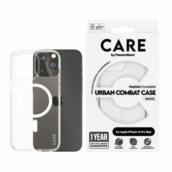 CARE by PanzerGlass Urban Combat Kotelo iPhone 15 Pro Max 6,7" MagSafe valkoinen/white 1420