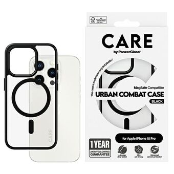 Here is the translation:

CARE by PanzerGlass Urban Combat Kotelo iPhone 15 Pro 6,1" MagSafe musta 1426