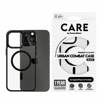 CARE by PanzerGlass Urban Combat -kotelo iPhone 15 Pro Max 6,7" MagSafe musta 1428