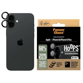 PanzerGlass Hoops Musta Linssinsuojus iPhone 16 6.1" / 16 Plus 6.7" 1283