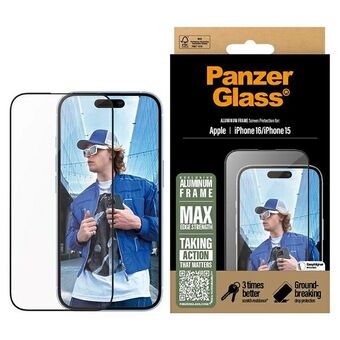 PanzerGlass Näytönsuoja Alumiinikehys iPhone 16 / 15 6.1" Ultra-Wide Fit 2849