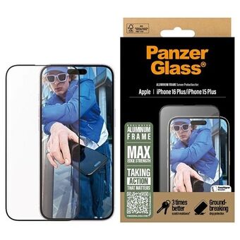 PanzerGlass Näytönsuoja Alumiinikehys iPhone 16 Plus / 15 Plus 6.7" Ultra-Leveä Istuvuus 2851