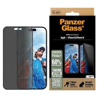 PanzerGlass Tietosuojakalvo iPhone 16 / 15 6.1" Ultra-Wide Fit P2861