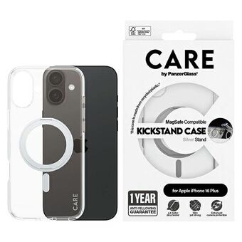 CARE by PanzerGlass Ominaisuus Kickstand Kotelo iPhone 16 Plus 6.7" hopea/silver MagSafe 1327