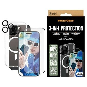 PanzerGlass Bundle 3in1 iPhone 16 Pro 6.3" D3O Hardcase + Näytönsuoja UWF + Linssisuoja B1292+2862+1284