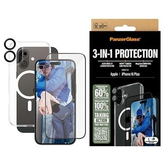 PanzerGlass Bundle 3in1 iPhone 16 Plus 6.7" D3O Kovakuori + Näytönsuoja UWF+ Linssisuojus B1293+2863+1283