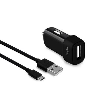 Puro laturi yksin. 1xUSB 1A MicroUSB-kaapelilla musta/musta MCHUSBMICROBLK