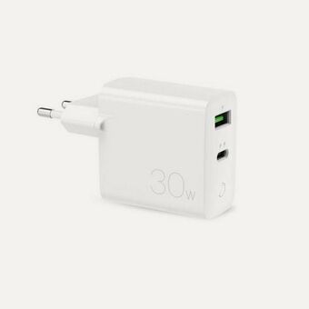 Puhdas lataus. verkkoon. Mini FAST 1xUSB+1xUSB-C 30W valkoinen/valkoinen FMCTCUSBAC30WPDWHI