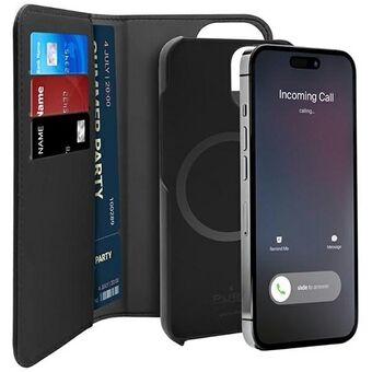 Puro Wallet Irrotettava iPhone 14 Pro 6,1" 2-in-1 MagSafe-magneetti musta PUIPC14P61BKMAG1BLK