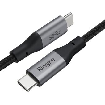 Ringke punottu USB-C - USB-C -kaapeli 1,2m nopea lataus musta ACCB0002