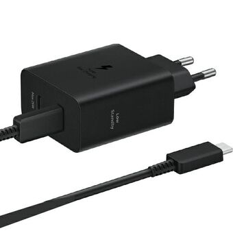 Ład. siec. Samsung EP-T5020XBEGEU PD 50W + kabeli USB-C/USB-C 5A 1,8 m Super Fast Charge musta