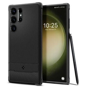 Spigen Rugged Armor -kuori Sam S23 Ultra S918, musta/matta musta ACS05613