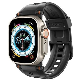 Spigen Rugged Ultra -ranneke Apple Watch 4/5/6/7/8/9/SE/Ultra/Ultra 2 -malliin, 42/44/45/49mm, musta/matta musta, tuotenro AMP07105.