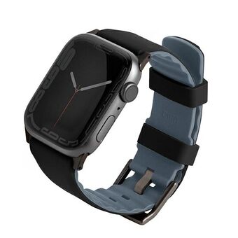 UNIQ-ranneke Linus Apple Watch Series 4/5/6/7/8 / SE / SE2 38/40 / 41mm. Airosoft silikoni musta / keskiyön musta