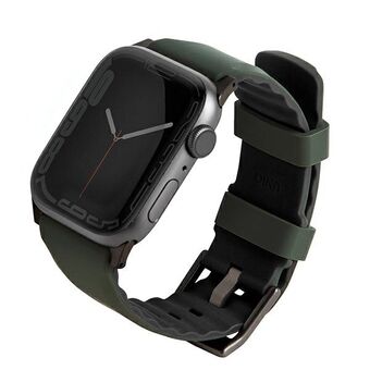 UNIQ-ranneke Linus Apple Watch Series 4/5/6/7/8 / SE / SE2 / Ultra 42/44 / 45mm. Airosoft Silikoninvihreä / sammalvihreä