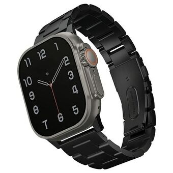 UNIQ pasek Osta Apple Watch 42/44/45/49 mm Sarjat 1/2/3/4/5/6/7/8/9/SE/SE2/Ultra/Ultra 2 ruostumaton teräs musta/keskiyön musta