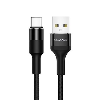 USAMS-punoskaapeli U5 2A USB-C, musta, 1,2 metriä, SJ221TC01 (US-SJ221)