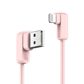 USAMS U-flow Lightning-kulmakaapeli 1,2 m 2A pinkki / pinkki IPUSBCY03 (US-SJ165)