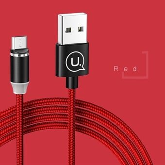 USAMS Magneettikaapeli U-Sure microUSB 1m 2.1A punottu punainen / punainen SJ294USB02 (US-SJ294)