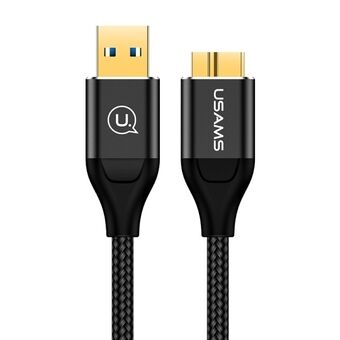 USAMS punottu U19 USB 3.0 micro USB B kaapeli ulkoiselle kiintolevylle 1m musta/black SJ272USB01 (US-SJ272)