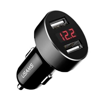 USAMS Ład. sam. 2xUSB C1 2,1A LED musta/black CC45GC01 (US-CC045)