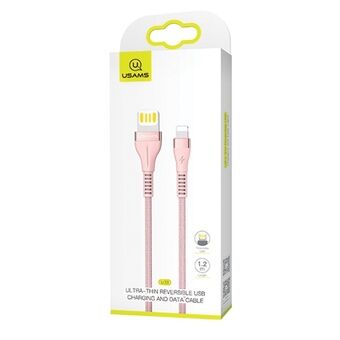 USAMS U33 vetoketjullinen kaapeli 1,2 m 2A Pikalataus pinkki / pinkki SJ360USB03 (US-SJ360)