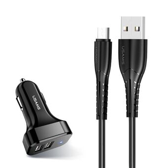 USAMS Lataussammutin 2xUSB C13 2,1A microUSB musta NTU35MC13TZ